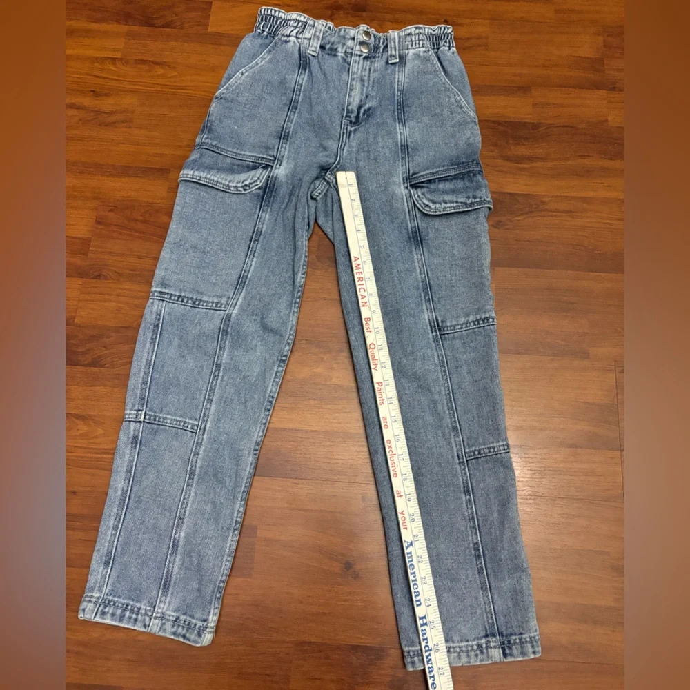 Pacsun Cargo Jeans Elastic Waist Tapered Leg Retro Utility Pants Size Small - Picture 8 of 11